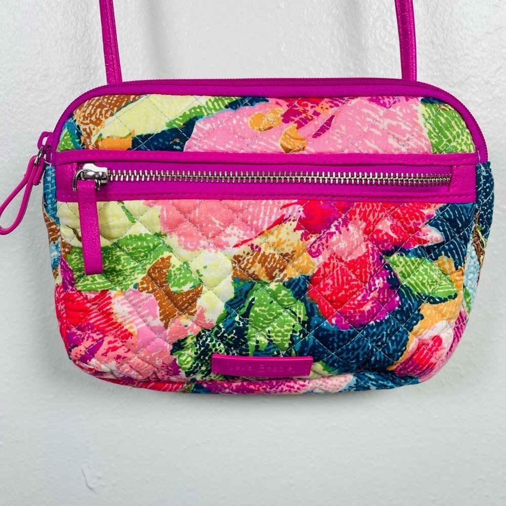 VERA BRADLEY Superbloom Iconic RFID Little Crossbody Purse Bag Pink Floral Quilt